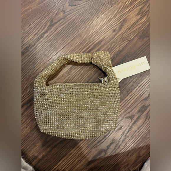 NWT Madison West Knotted  Rhinestone Dumpling Style Evening Purse - Picture 6 of 11